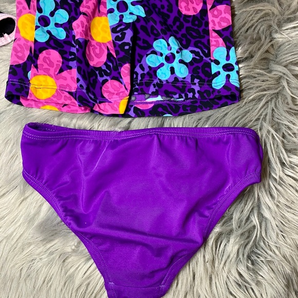 Girls 8 SPEEDO 2 Piece Tankini Bathing Suit Purple - Picture 6 of 12
